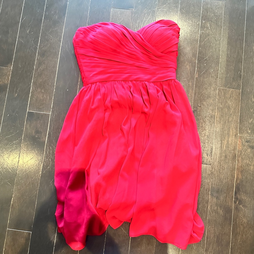 Monique Lhuillier Rich Red Satin Mini Dress